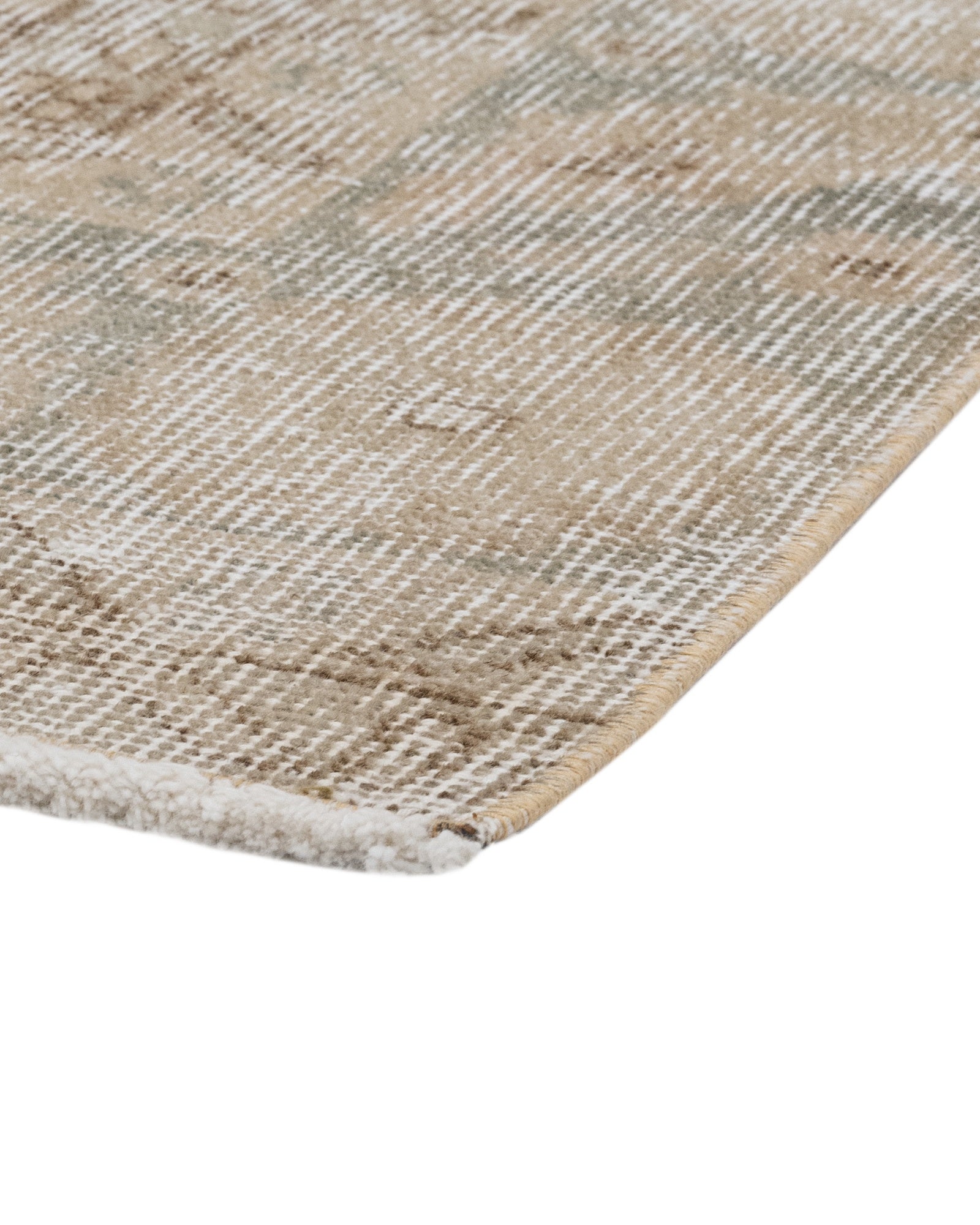 Vintage Kahverengi Göbekli Yün ve Pamuk El Dokuma Halı 203x310 Şark Halı