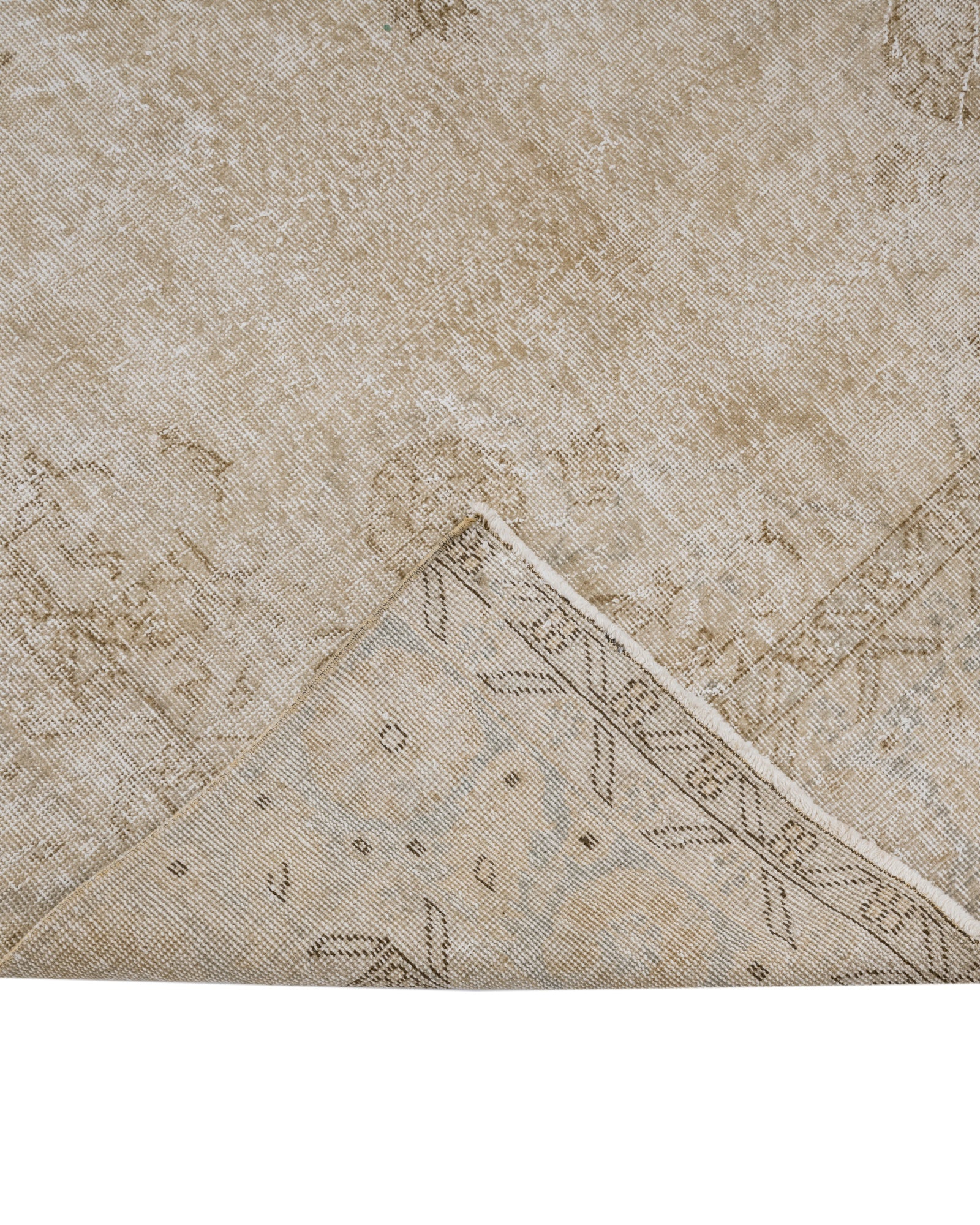 Vintage Kahverengi Göbekli Yün ve Pamuk El Dokuma Halı 203x310 Şark Halı