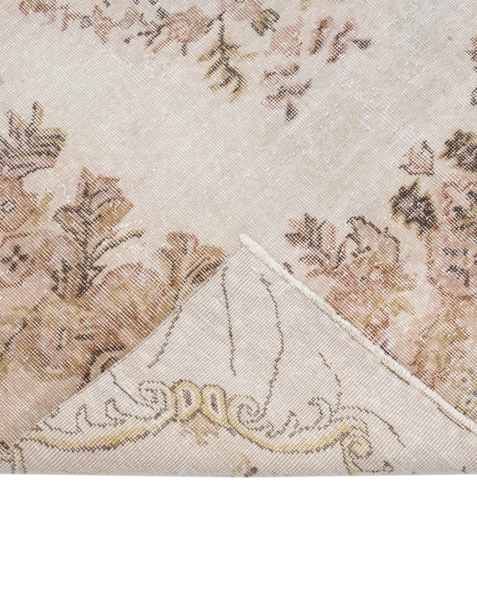 Vintage Kahverengi Göbekli Yün ve Pamuk El Dokuma Halı 184x288 Şark Halı