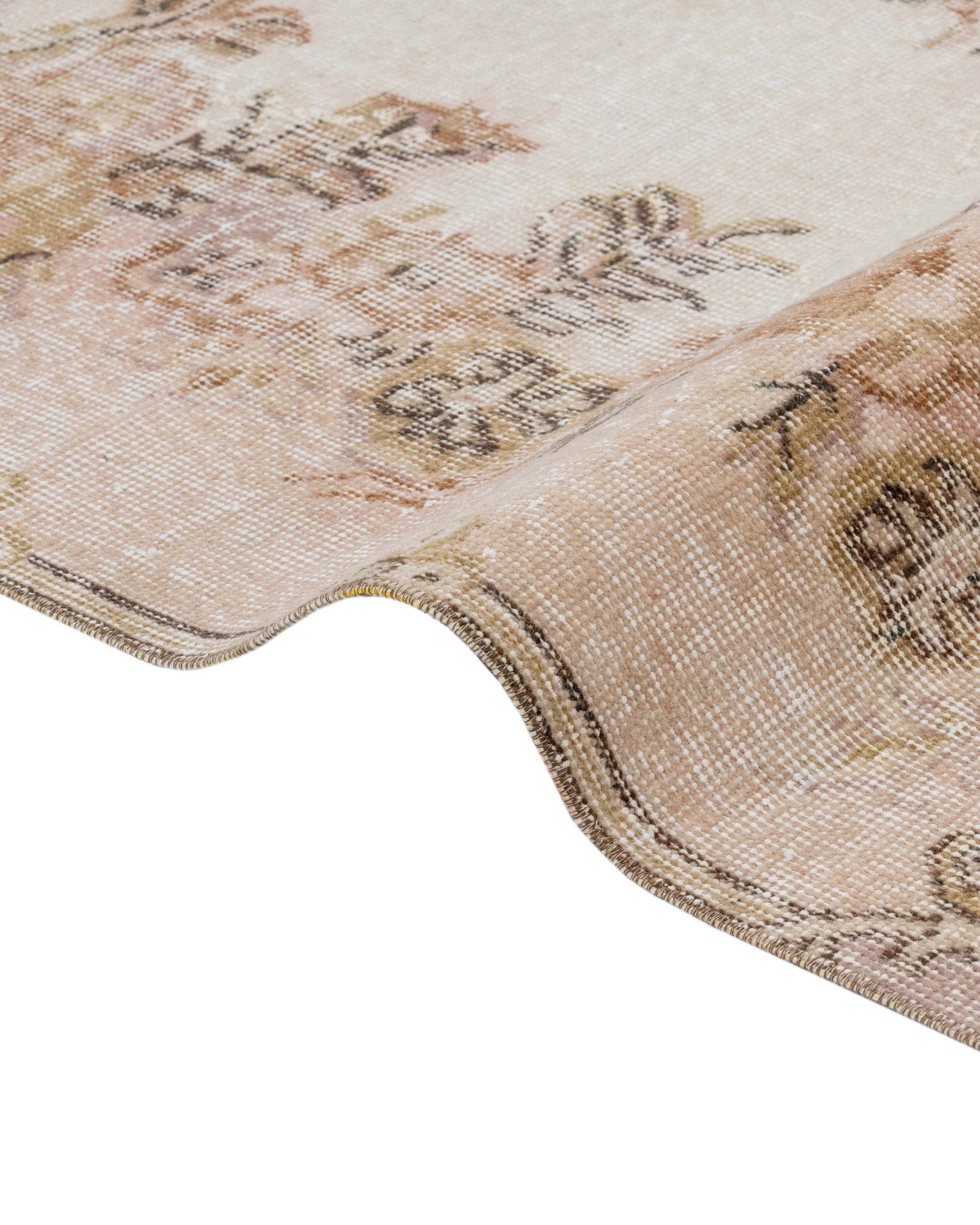 Vintage Kahverengi Göbekli Yün ve Pamuk El Dokuma Halı 184x288 Şark Halı