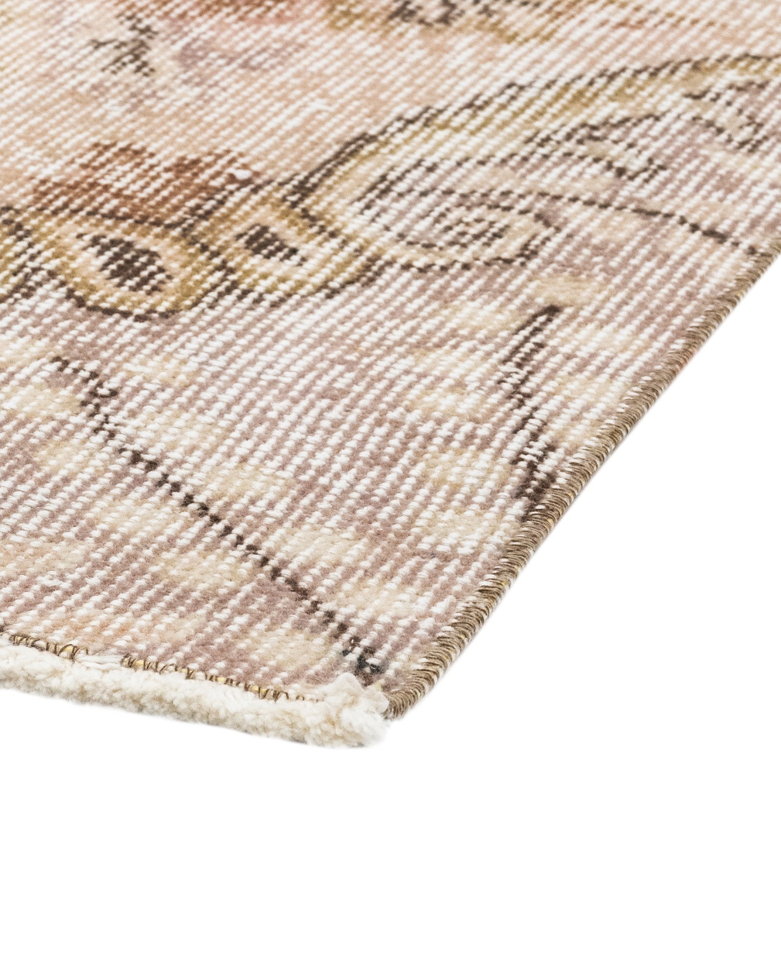 Vintage Kahverengi Göbekli Yün ve Pamuk El Dokuma Halı 184x288 Şark Halı