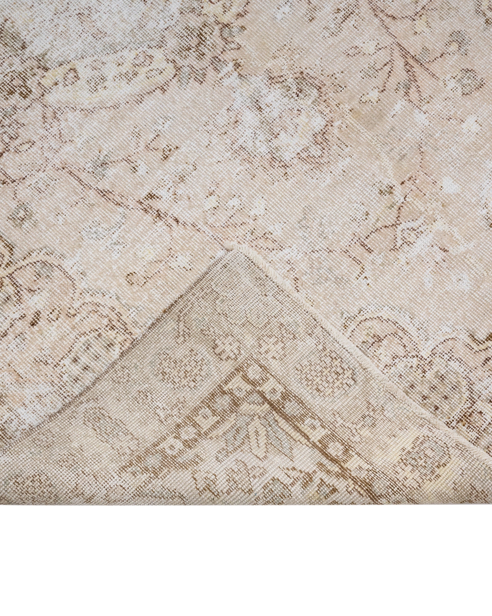 Vintage Kahverengi Göbekli Yün ve Pamuk El Dokuma Halı 208x309 Şark Halı