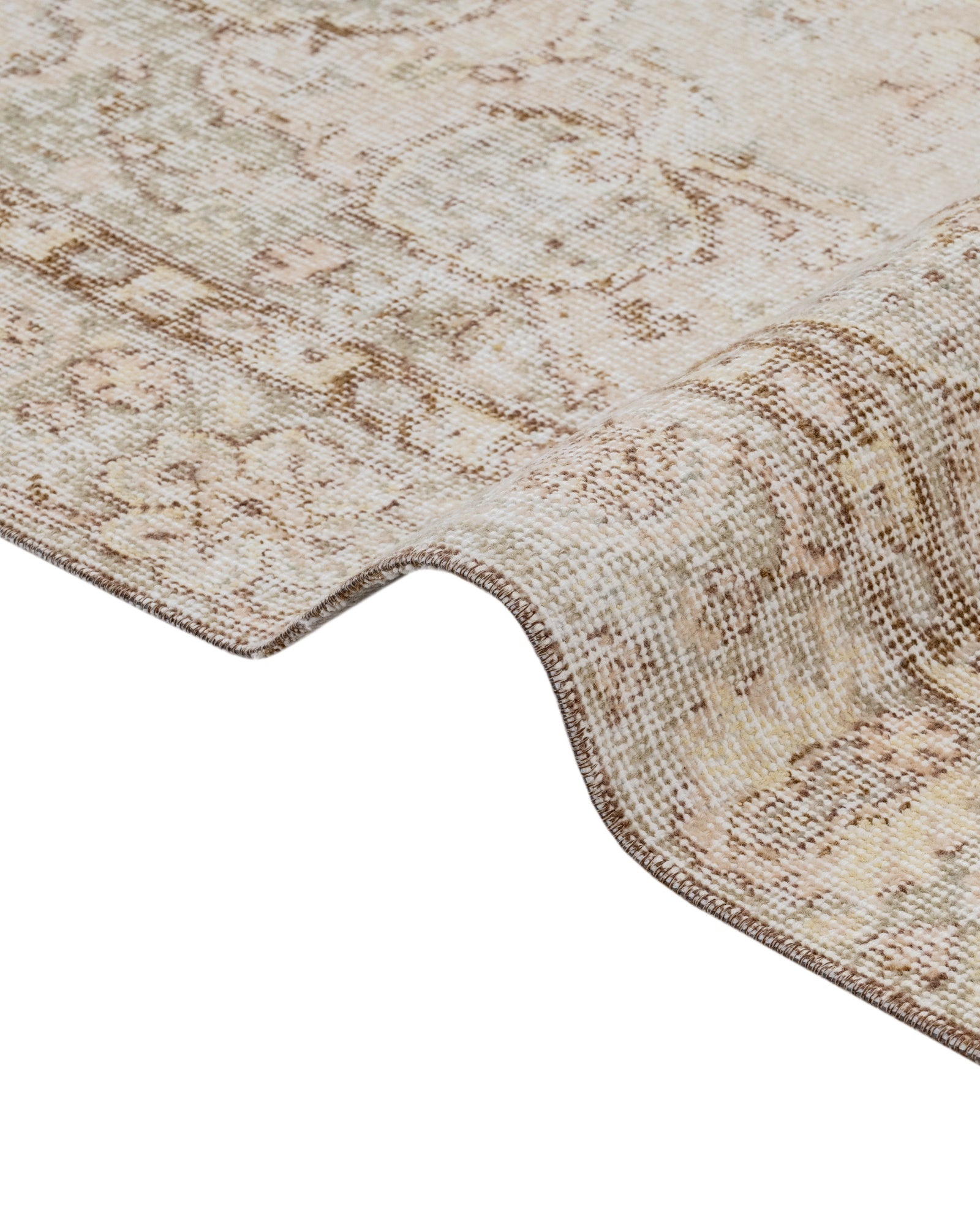 Vintage Kahverengi Göbekli Yün ve Pamuk El Dokuma Halı 208x309 Şark Halı