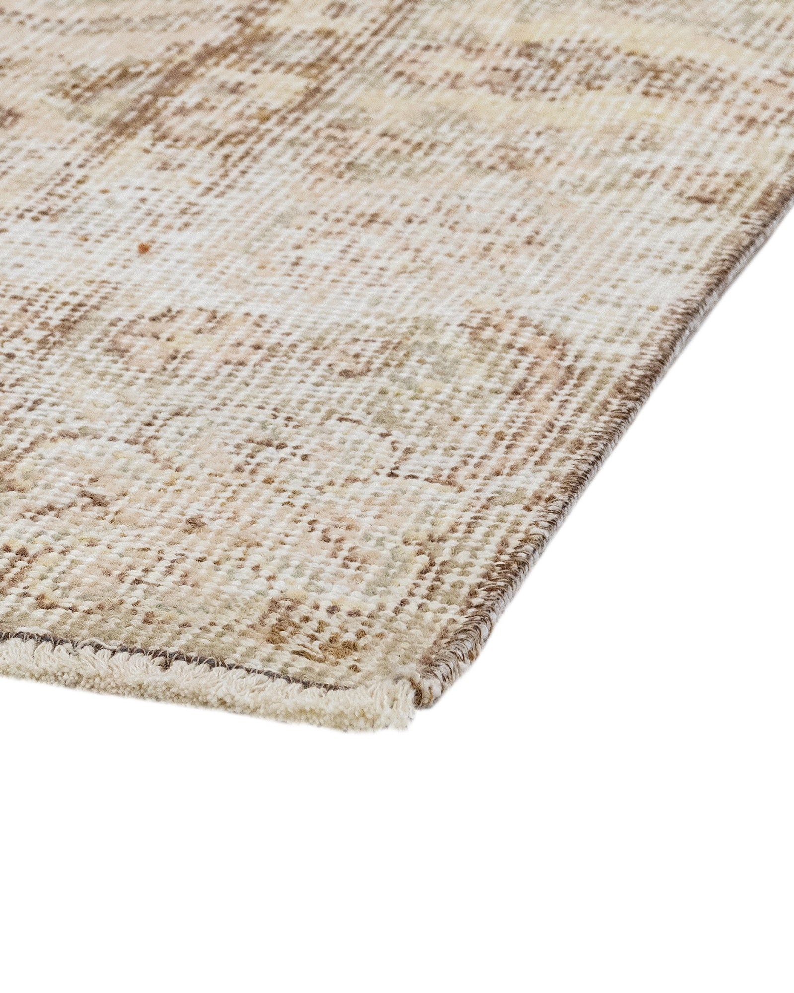 Vintage Kahverengi Göbekli Yün ve Pamuk El Dokuma Halı 208x309 Şark Halı