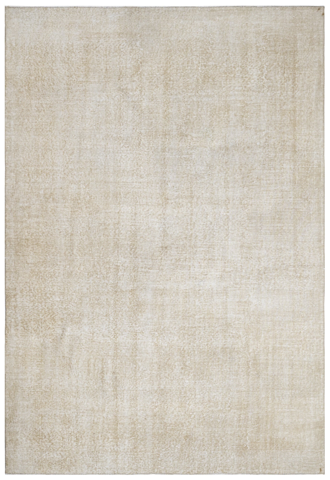 Vintage Bej Eskitme Yün ve Pamuk El Dokuma Halı 198x290 Şark Halı