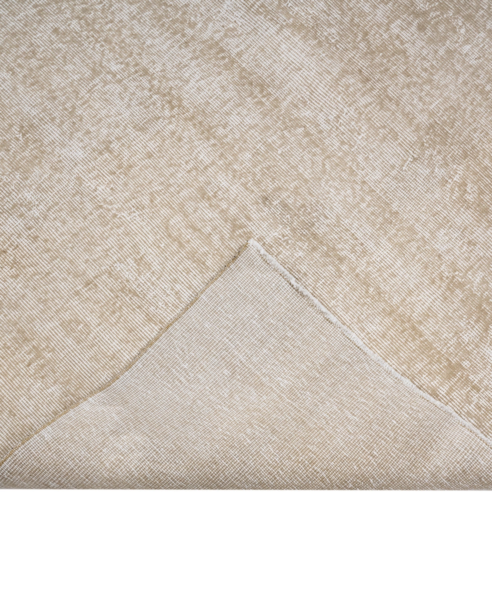 Vintage Bej Eskitme Yün ve Pamuk El Dokuma Halı 198x290 Şark Halı