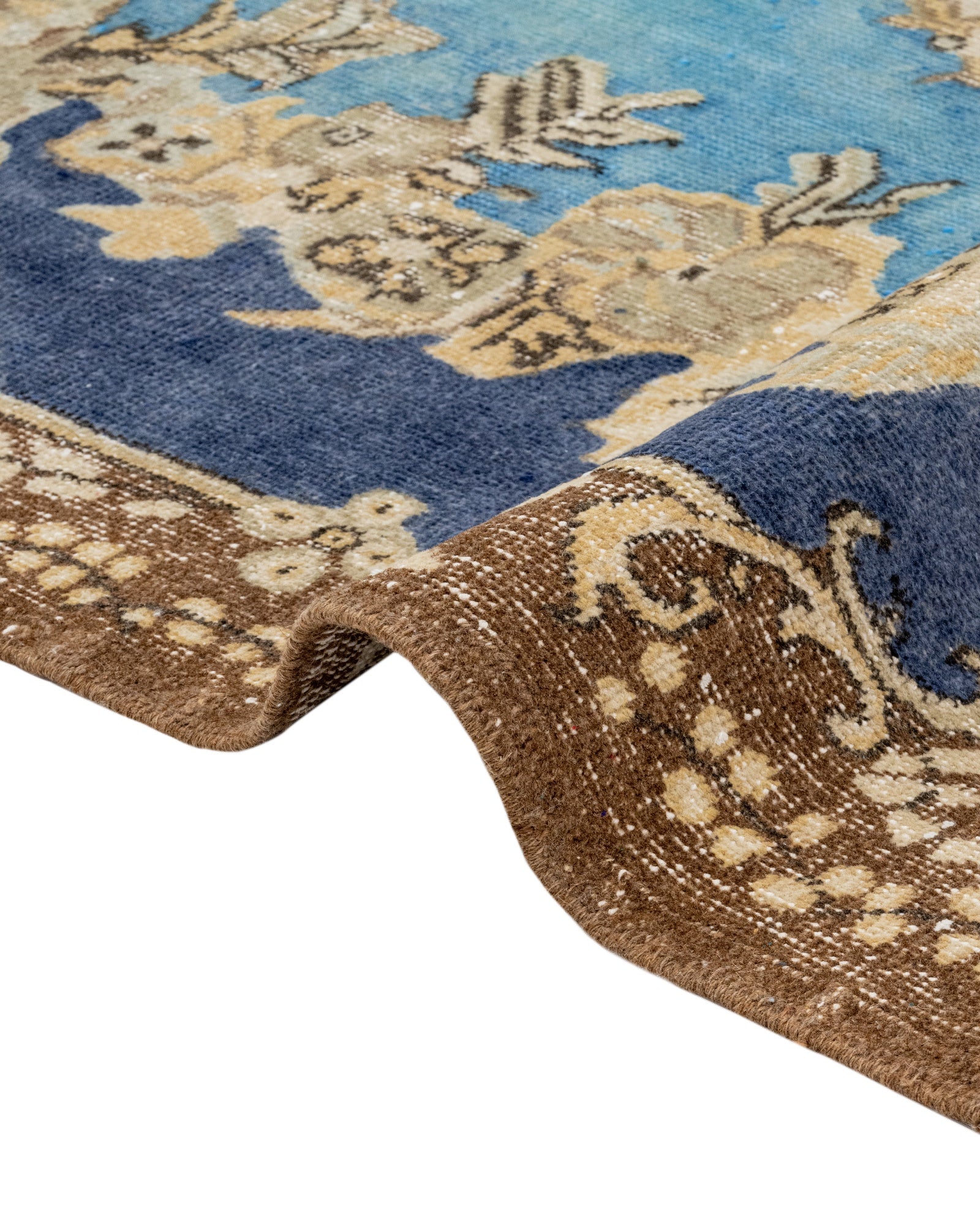 Vintage Lacivert Göbekli Yün ve Pamuk El Dokuma Halı 169x280 Şark Halı