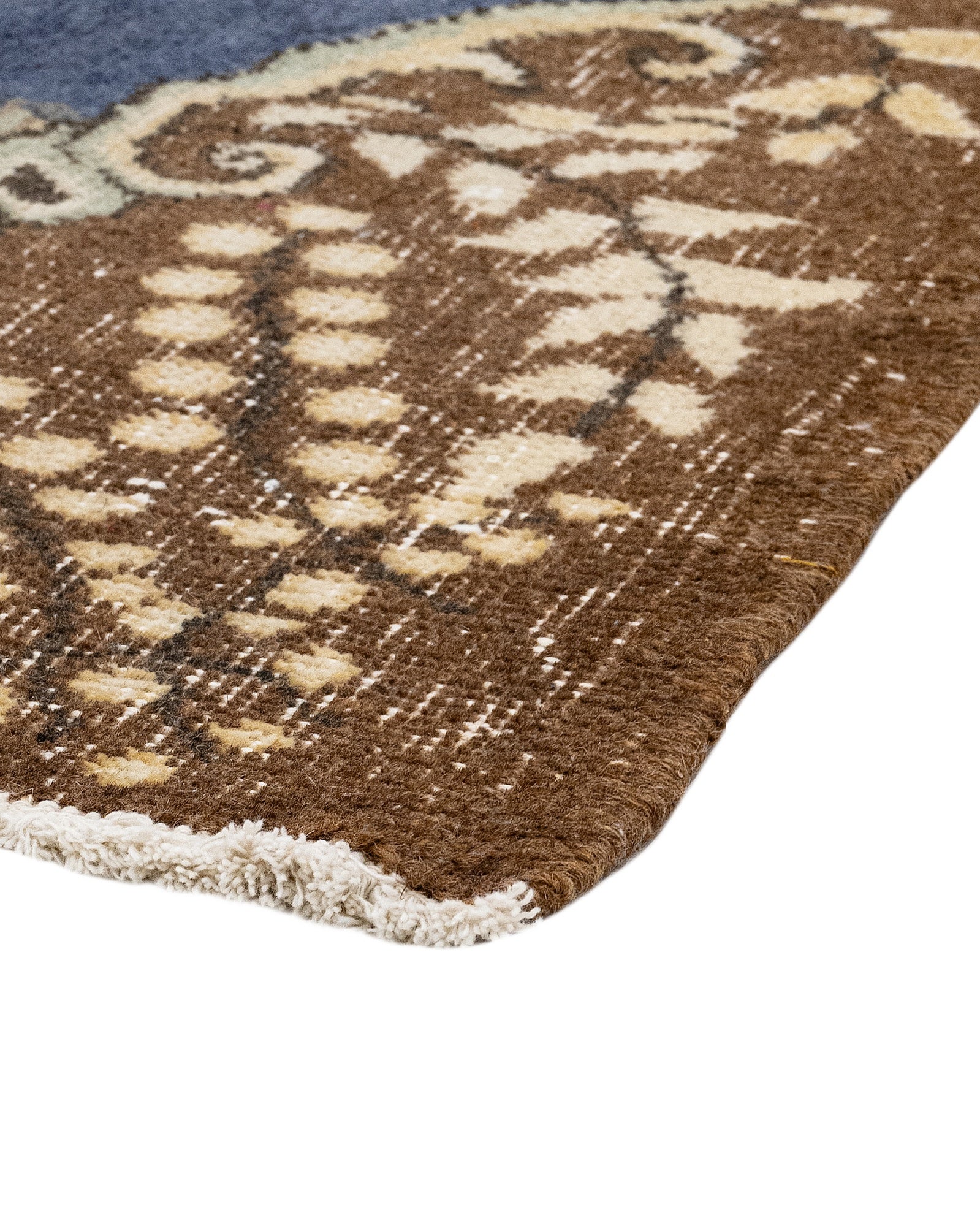 Vintage Lacivert Göbekli Yün ve Pamuk El Dokuma Halı 169x280 Şark Halı