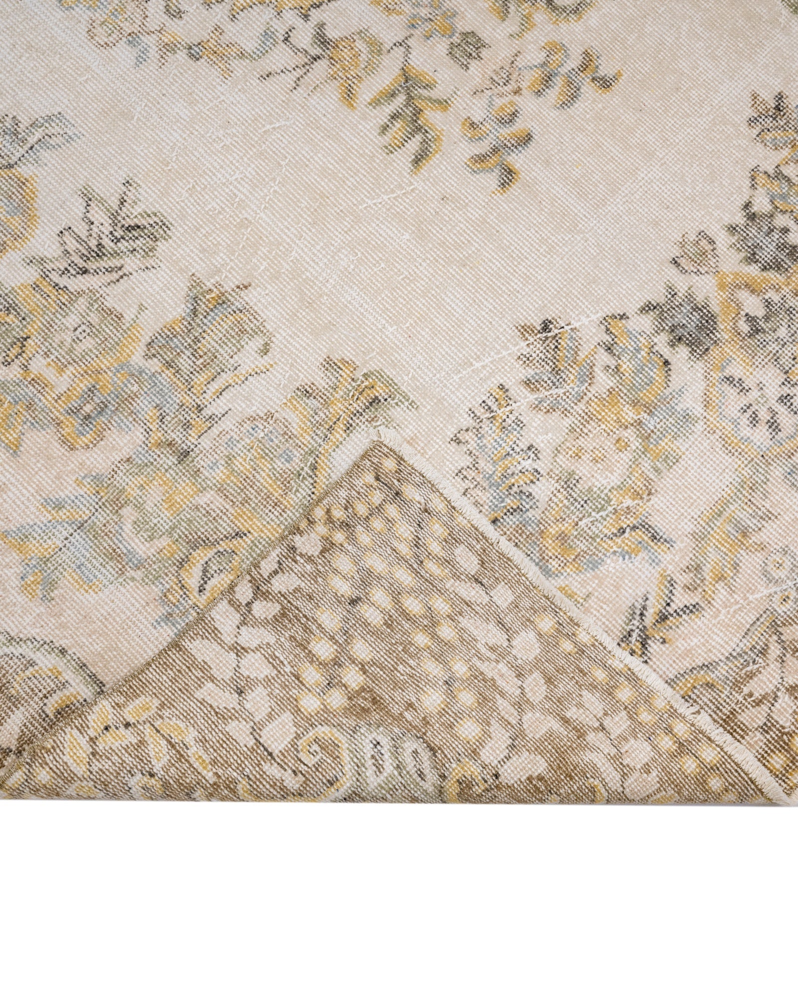 Vintage Kahverengi Göbekli Yün ve Pamuk El Dokuma Halı 145x250 Şark Halı