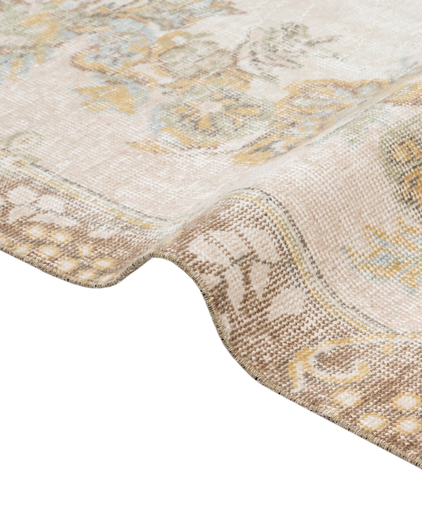 Vintage Kahverengi Göbekli Yün ve Pamuk El Dokuma Halı 145x250 Şark Halı