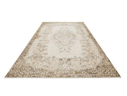 Vintage Kahverengi Göbekli Yün ve Pamuk El Dokuma Halı 201x301 Şark Halı