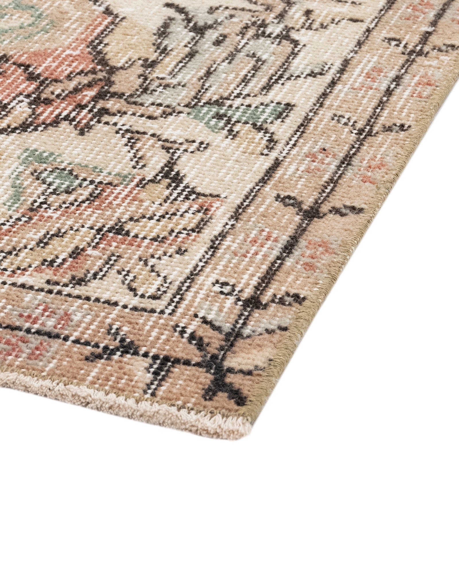 Vintage Kırmızı Göbekli Yün ve Pamuk El Dokuma Halı 174x277 Şark Halı