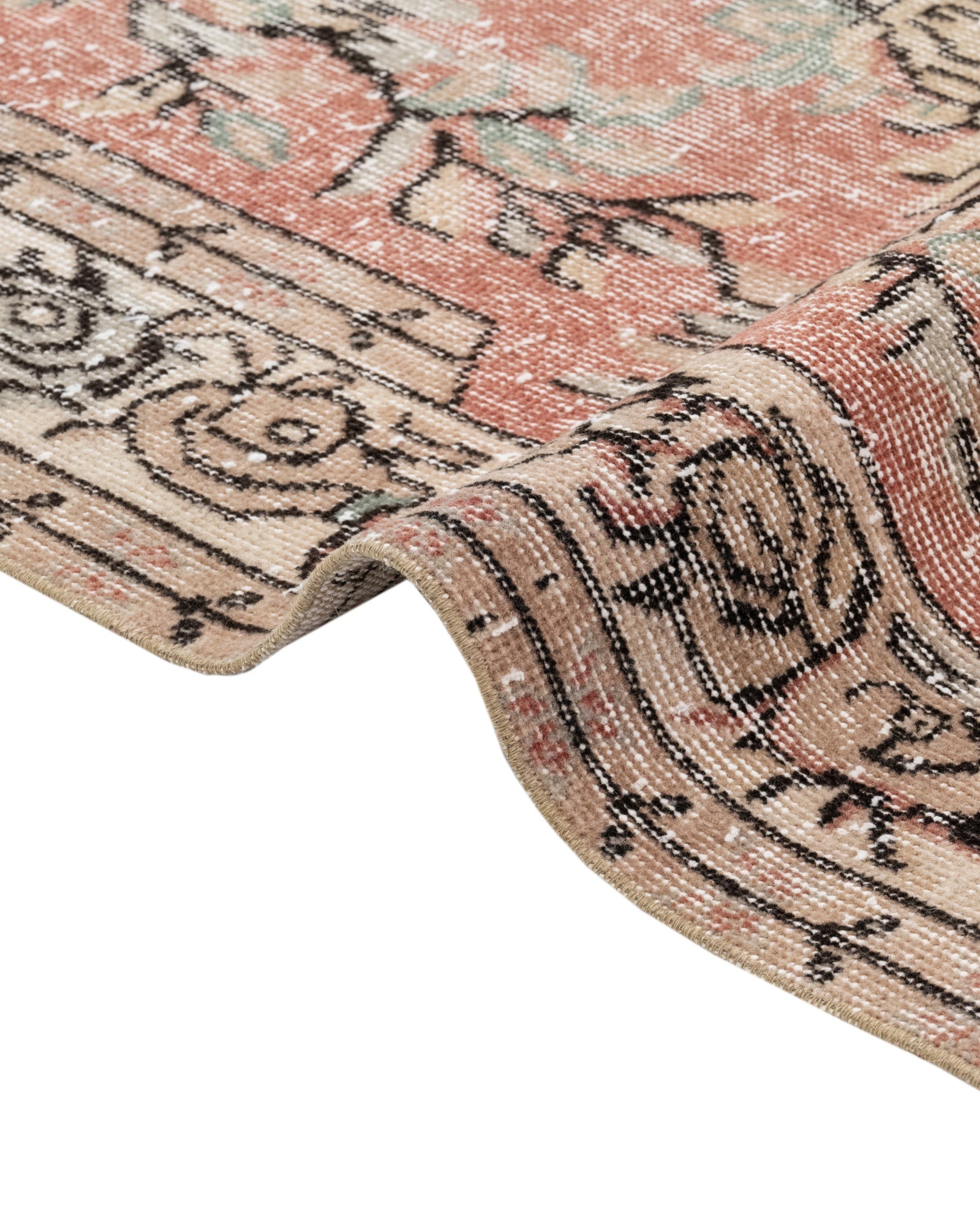 Vintage Kırmızı Göbekli Yün ve Pamuk El Dokuma Halı 174x277 Şark Halı