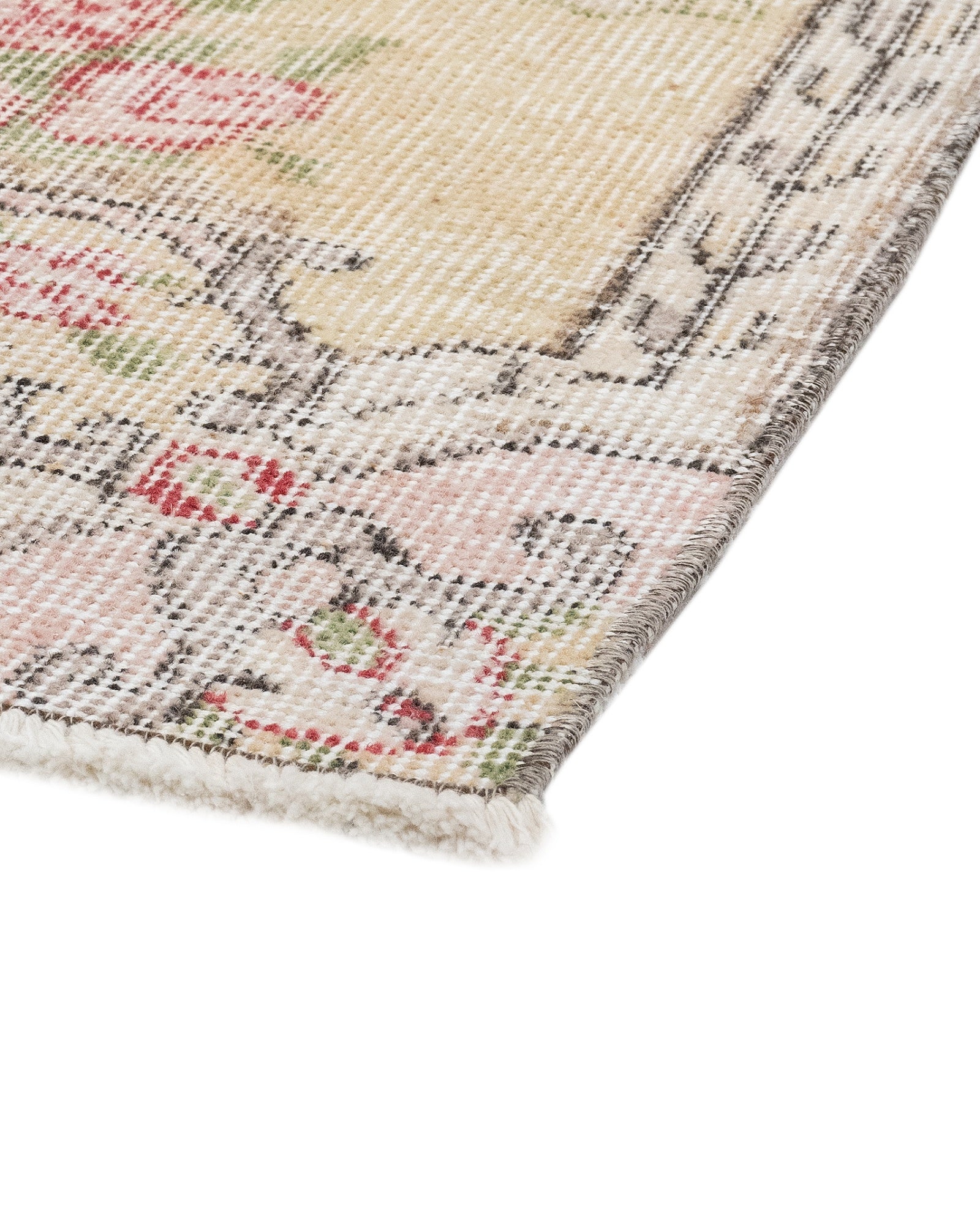 Vintage Yeşil Göbekli Yün ve Pamuk El Dokuma Halı 162x272 Şark Halı