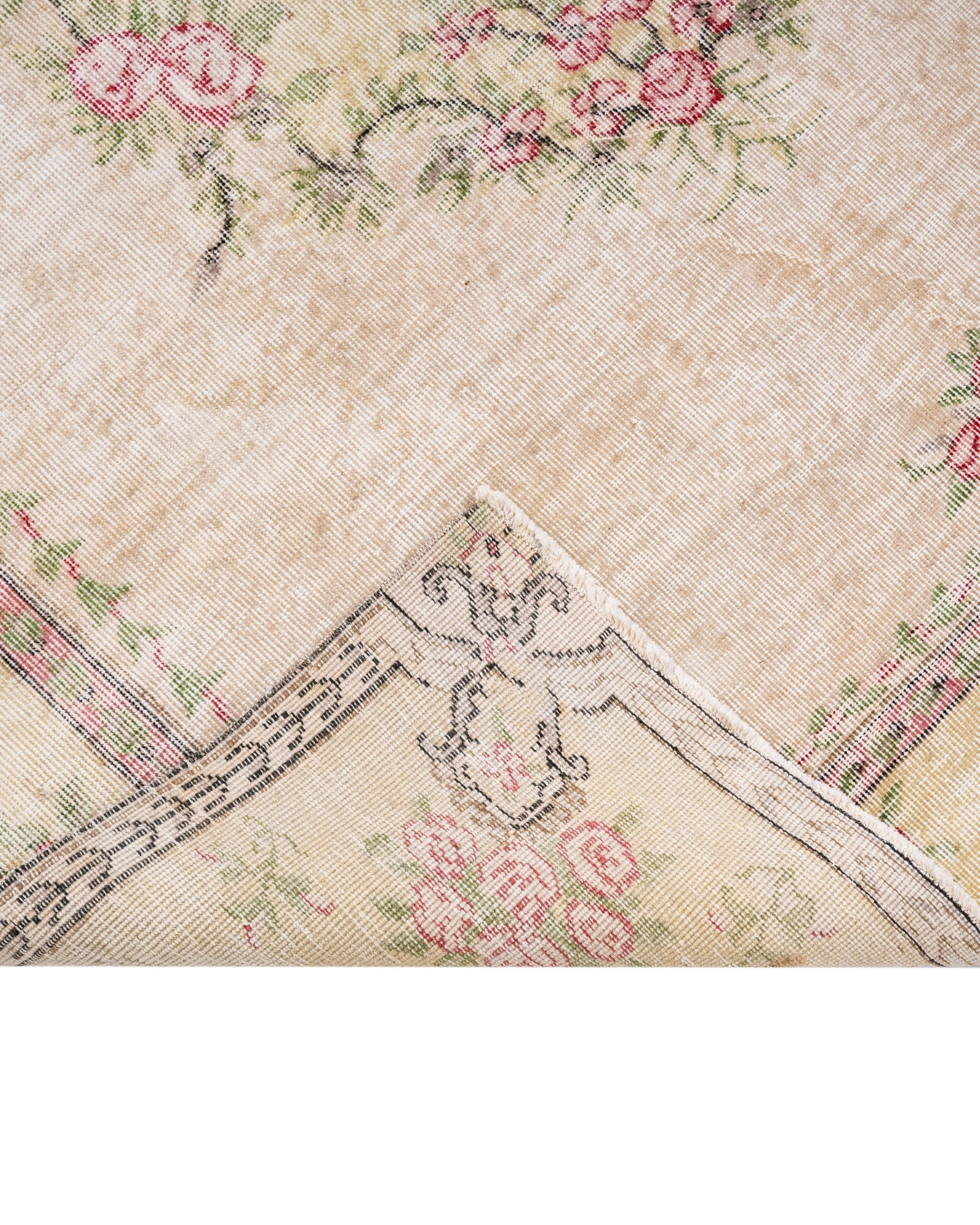 Vintage Yeşil Göbekli Yün ve Pamuk El Dokuma Halı 162x272 Şark Halı