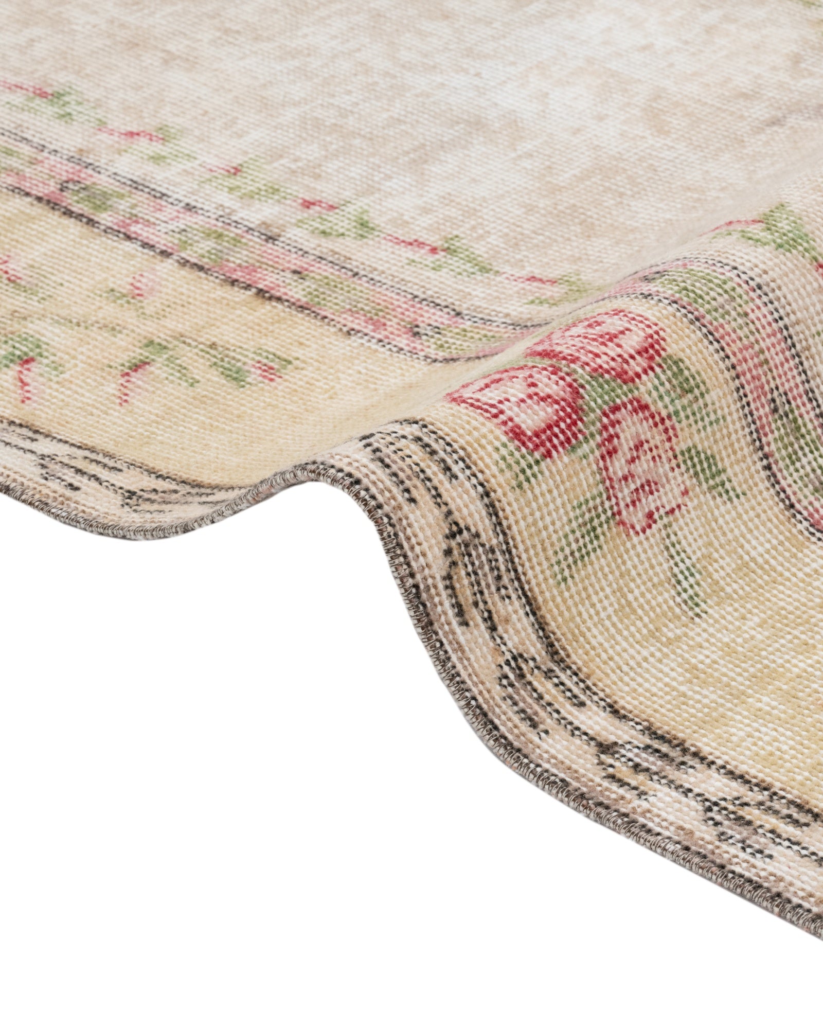 Vintage Yeşil Göbekli Yün ve Pamuk El Dokuma Halı 162x272 Şark Halı