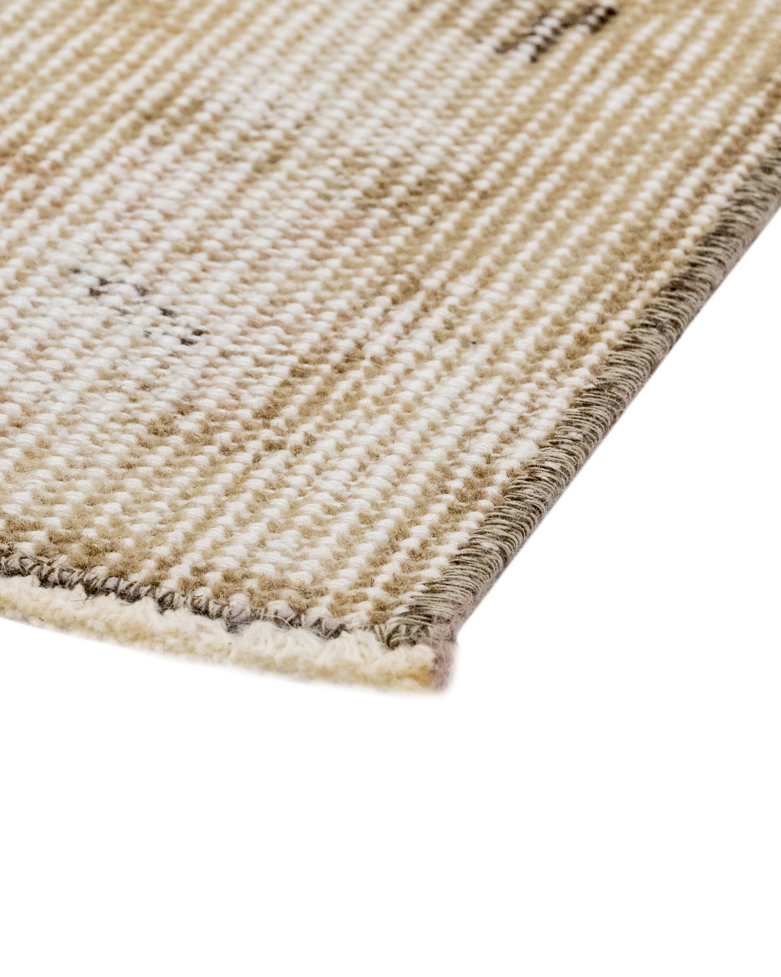 Vintage Kahverengi Göbekli Yün ve Pamuk El Dokuma Halı 201x310 Şark Halı