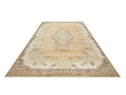 Vintage Kahverengi Göbekli Yün ve Pamuk El Dokuma Halı 210x326 Şark Halı