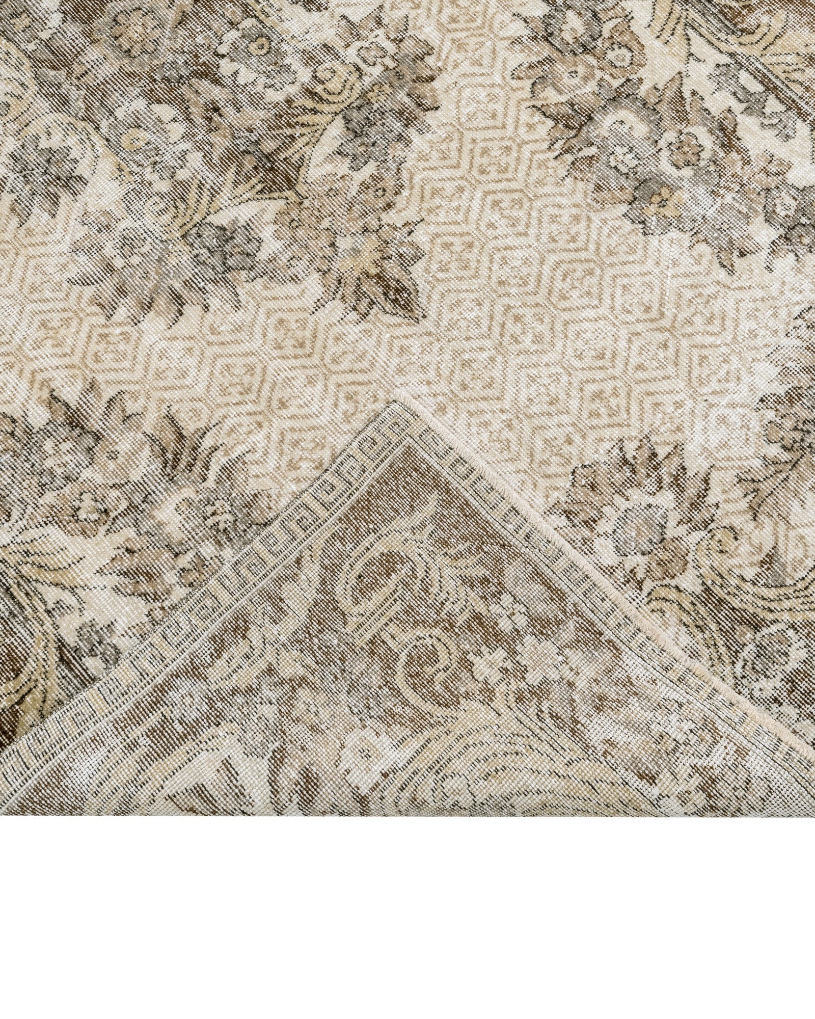 Vintage Kahverengi Göbekli Yün ve Pamuk El Dokuma Halı 174x287 Şark Halı