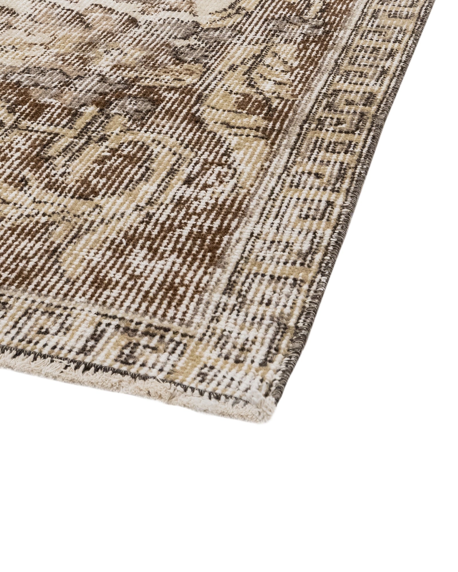 Vintage Kahverengi Göbekli Yün ve Pamuk El Dokuma Halı 174x287 Şark Halı