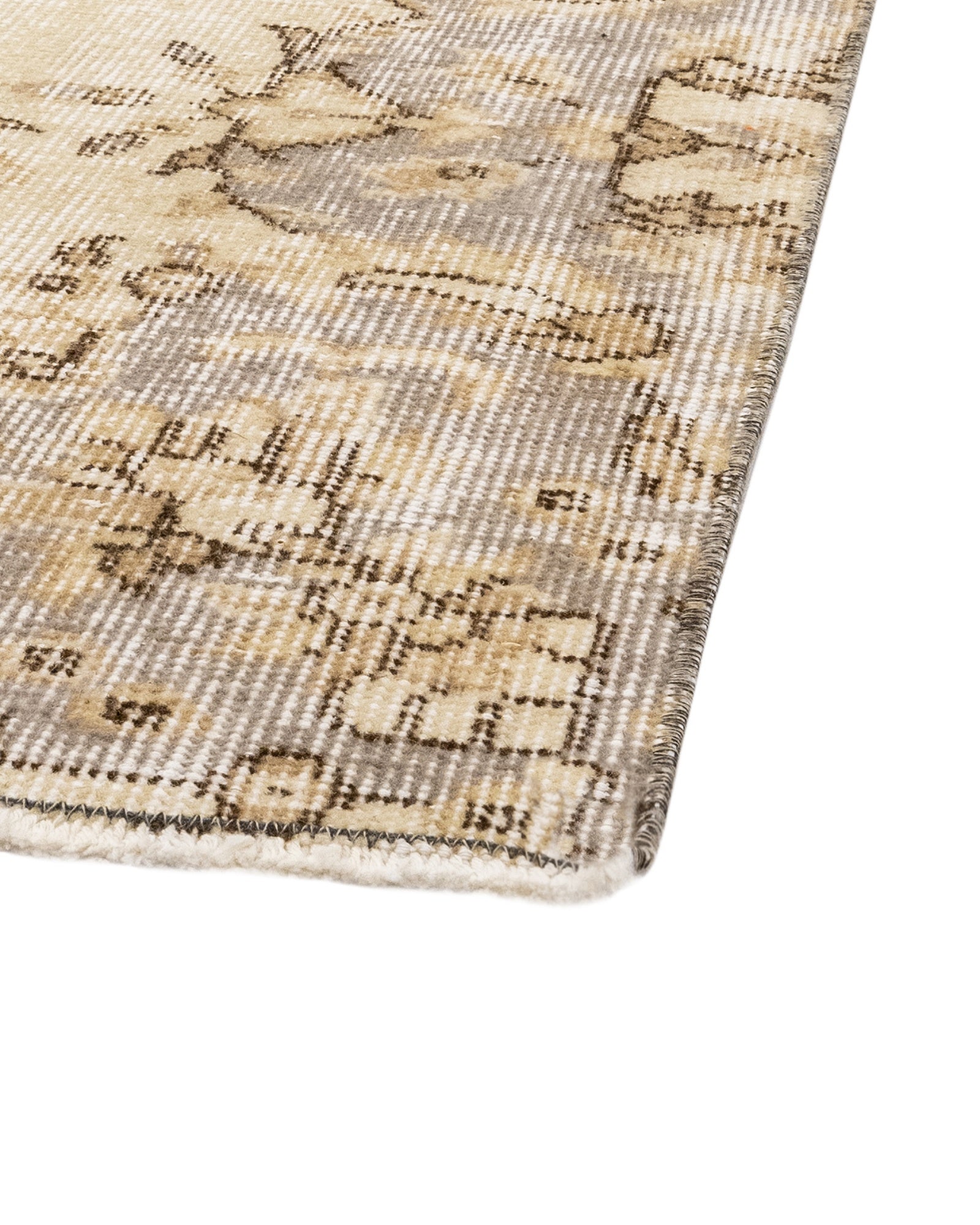 Vintage Kahverengi Göbekli Yün ve Pamuk El Dokuma Halı 164x269 Şark Halı