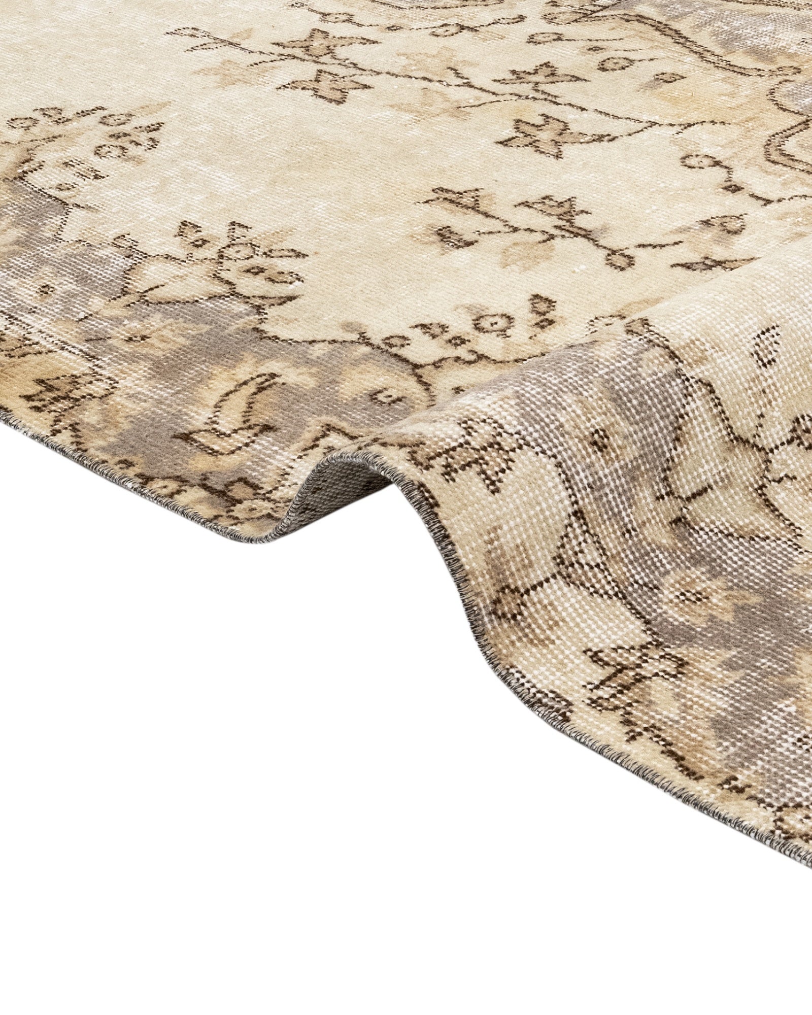 Vintage Kahverengi Göbekli Yün ve Pamuk El Dokuma Halı 164x269 Şark Halı