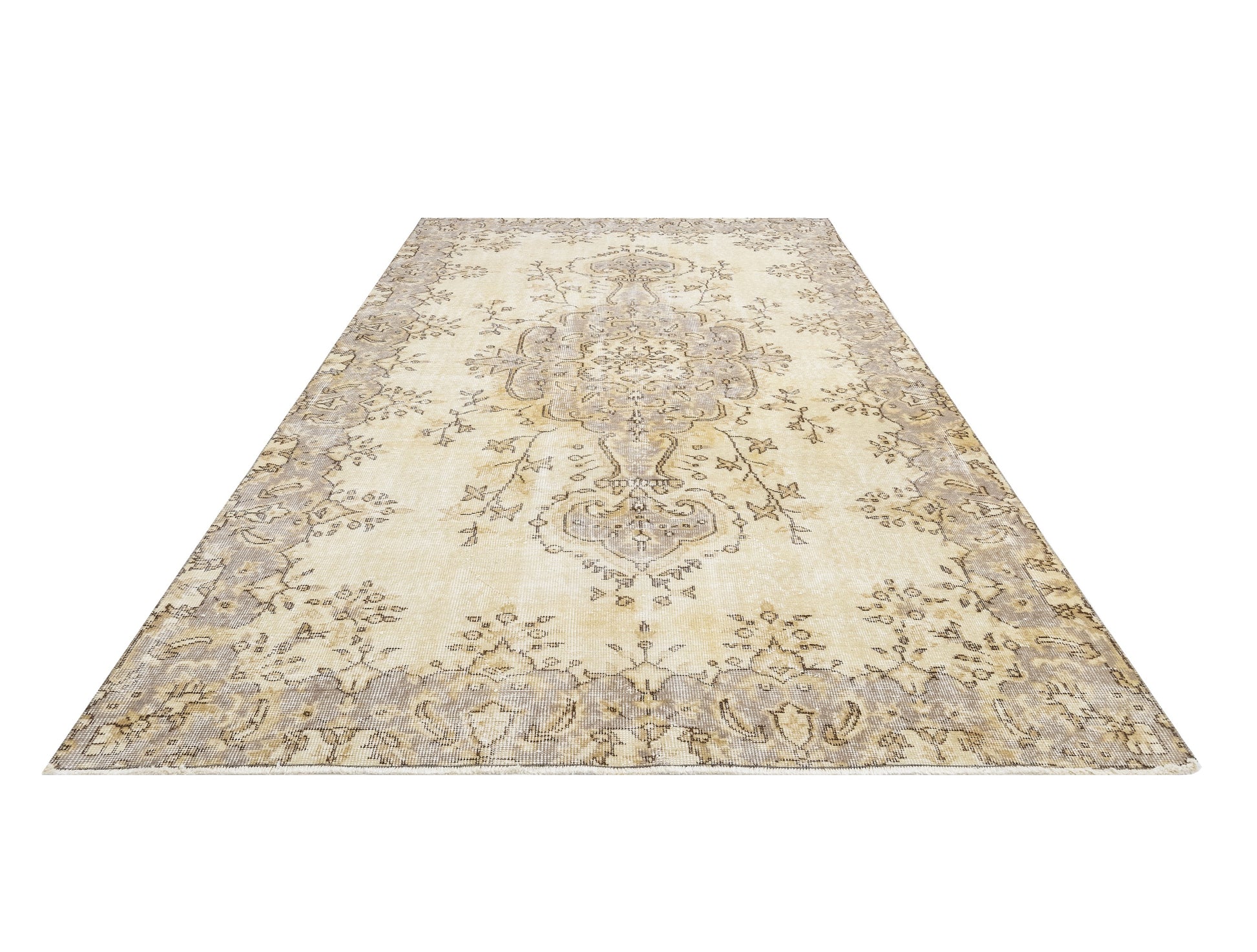 Vintage Kahverengi Göbekli Yün ve Pamuk El Dokuma Halı 164x269 Şark Halı