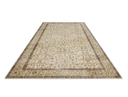 Vintage Kahverengi Çerçeveli Yün ve Pamuk El Dokuma Halı 170x269 Şark Halı