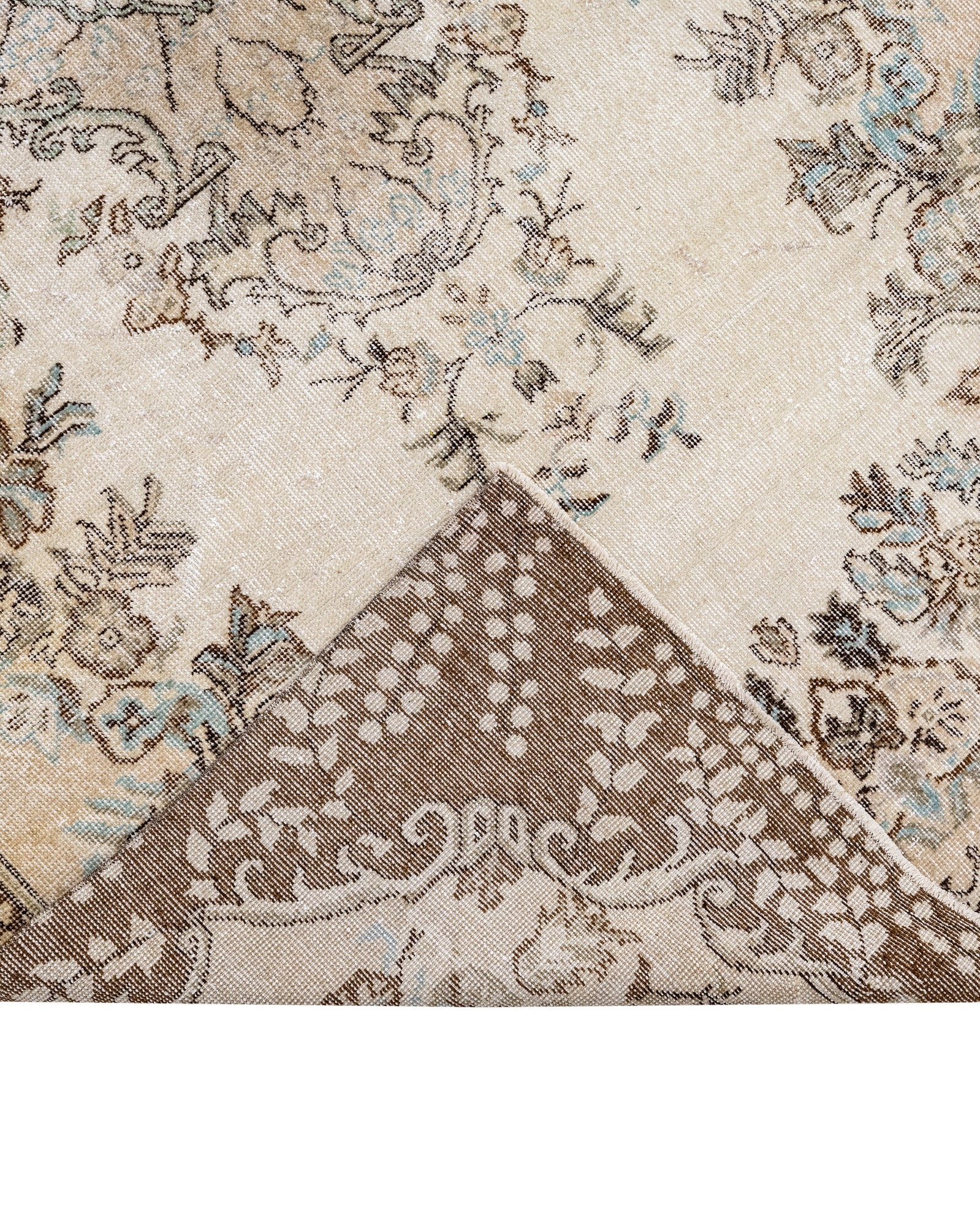 Vintage Kahverengi Göbekli Yün ve Pamuk El Dokuma Halı 174x303 Şark Halı