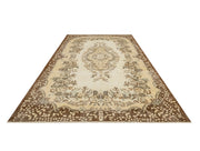 Vintage Kahverengi Göbekli Yün ve Pamuk El Dokuma Halı 178x294 Şark Halı