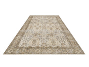 Vintage Kahverengi Çerçeveli Yün ve Pamuk El Dokuma Halı 168x281 Şark Halı