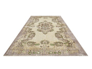 Vintage Kahverengi Göbekli Yün ve Pamuk El Dokuma Halı 162x260 Şark Halı