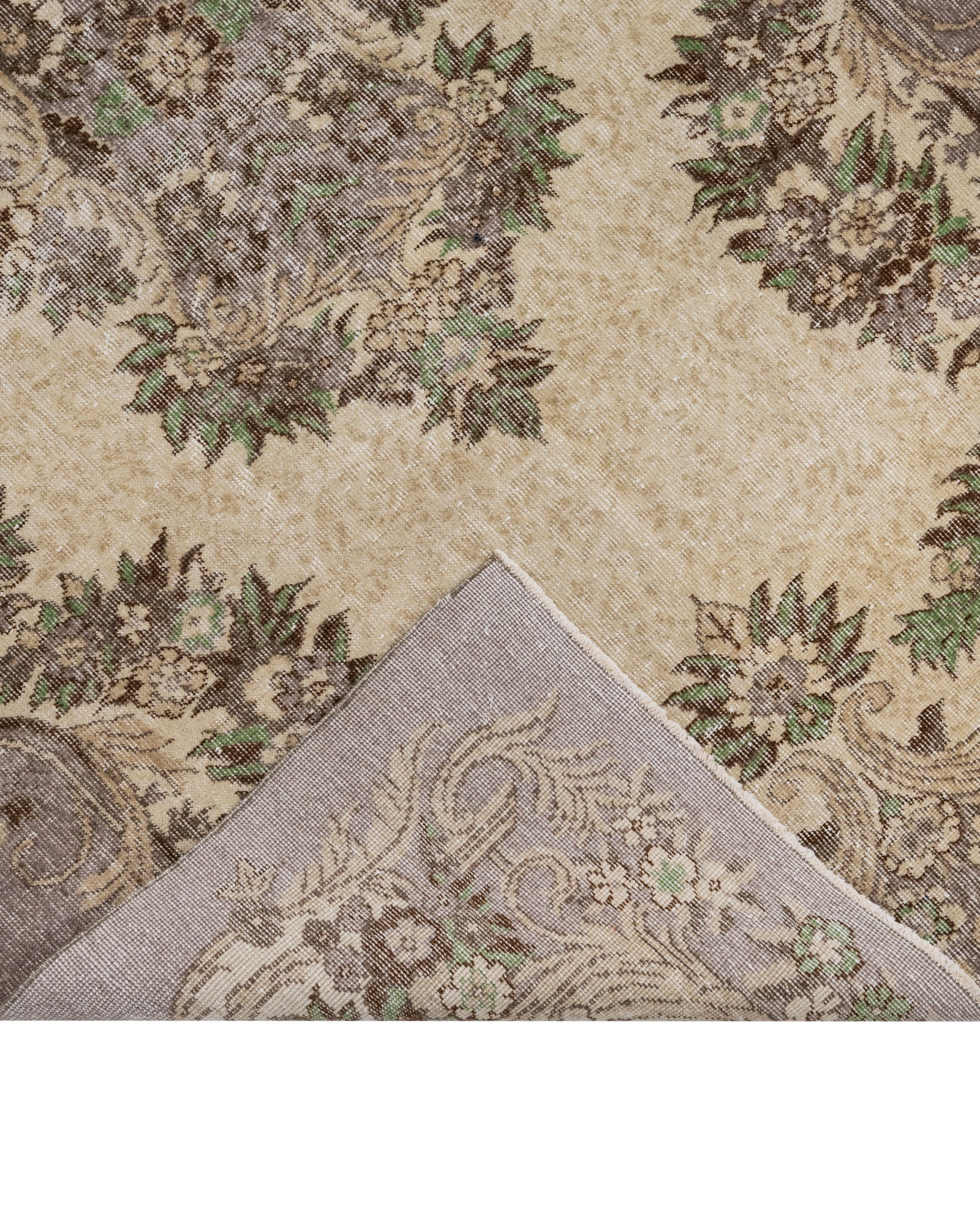 Vintage Kahverengi Göbekli Yün ve Pamuk El Dokuma Halı 162x260 Şark Halı