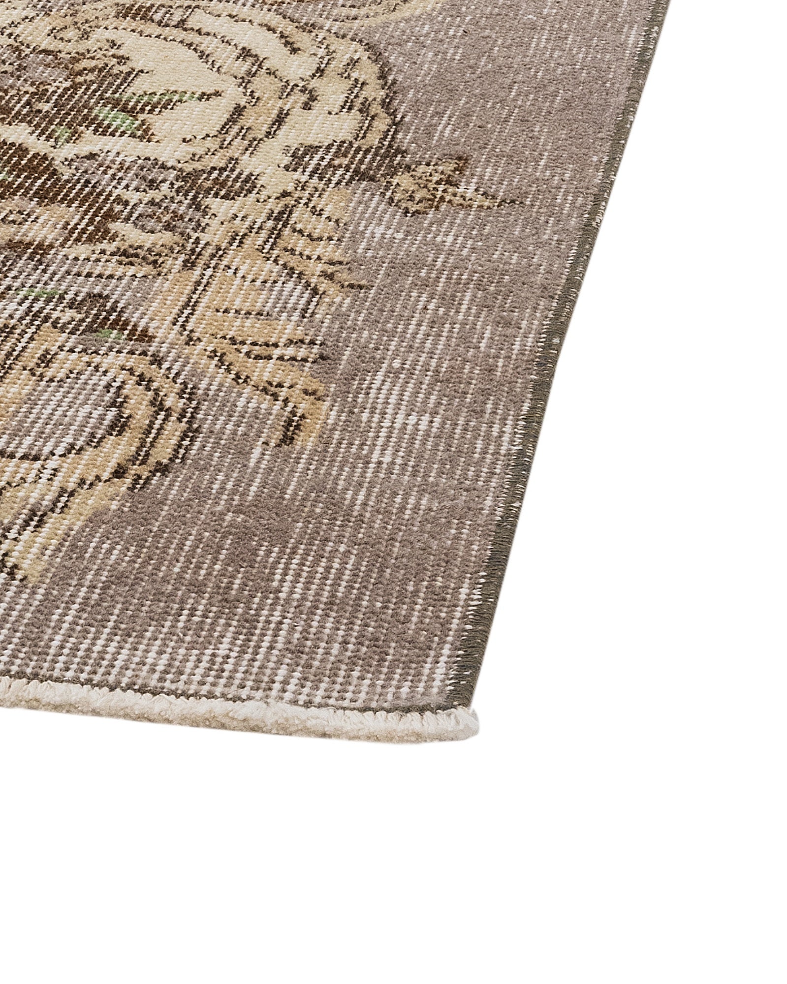 Vintage Kahverengi Göbekli Yün ve Pamuk El Dokuma Halı 162x260 Şark Halı