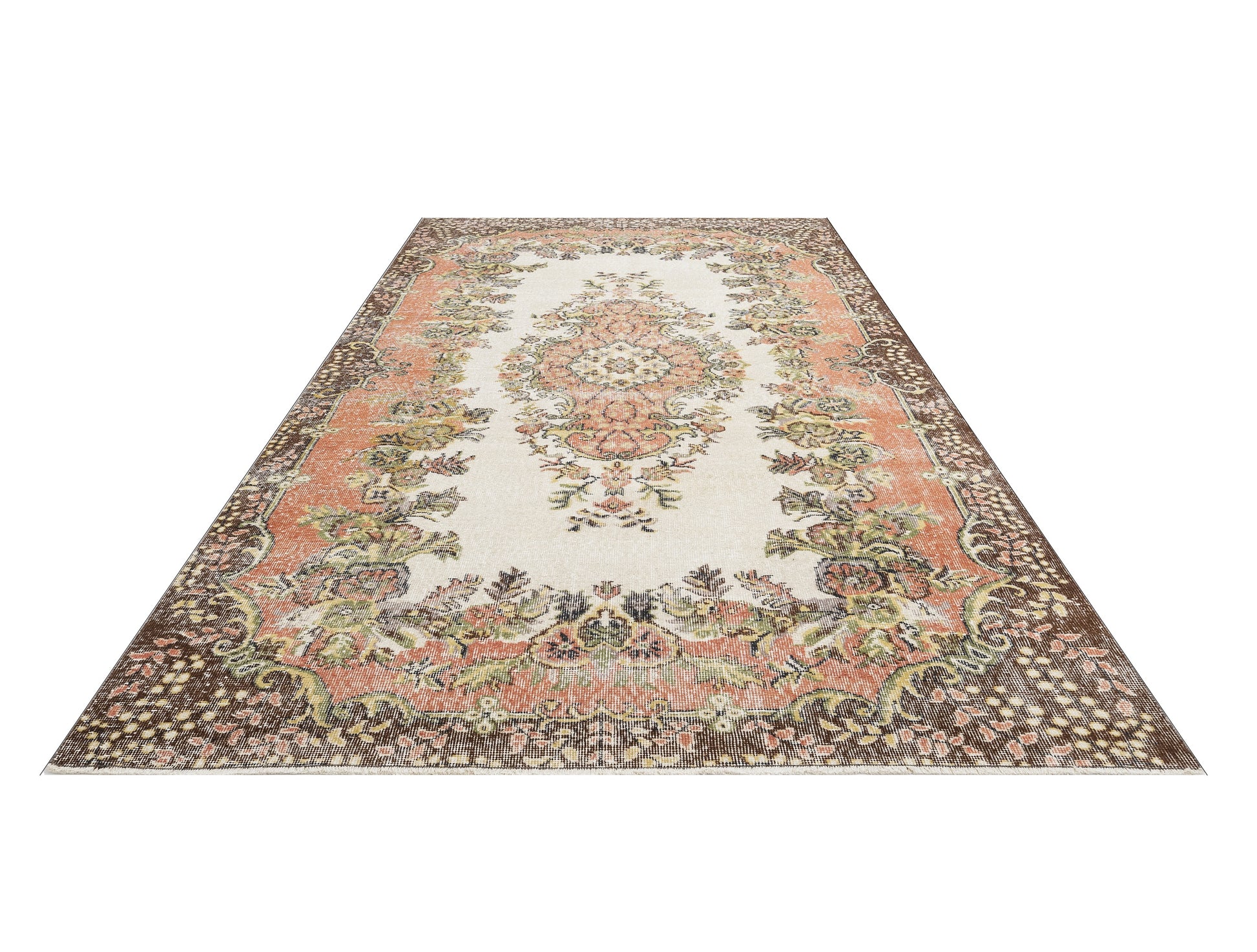 Vintage Kahverengi Göbekli Yün ve Pamuk El Dokuma Halı 177x314 Şark Halı