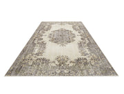 Vintage Gri Göbekli Yün ve Pamuk El Dokuma Halı 173x262 Şark Halı