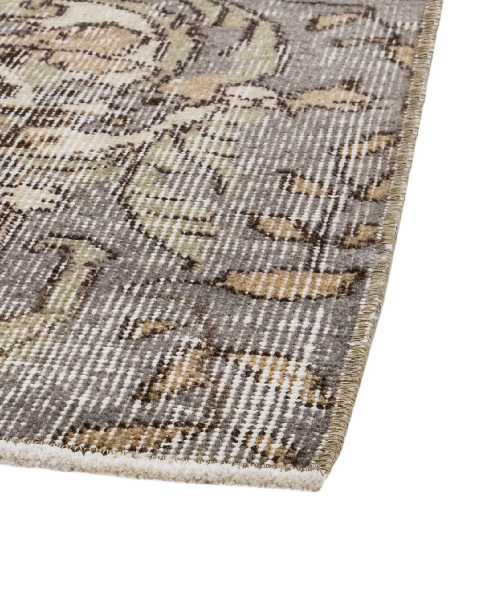 Vintage Gri Göbekli Yün ve Pamuk El Dokuma Halı 173x262 Şark Halı