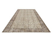 Vintage Kahverengi Çerçeveli Yün ve Pamuk El Dokuma Halı 169x287 Şark Halı