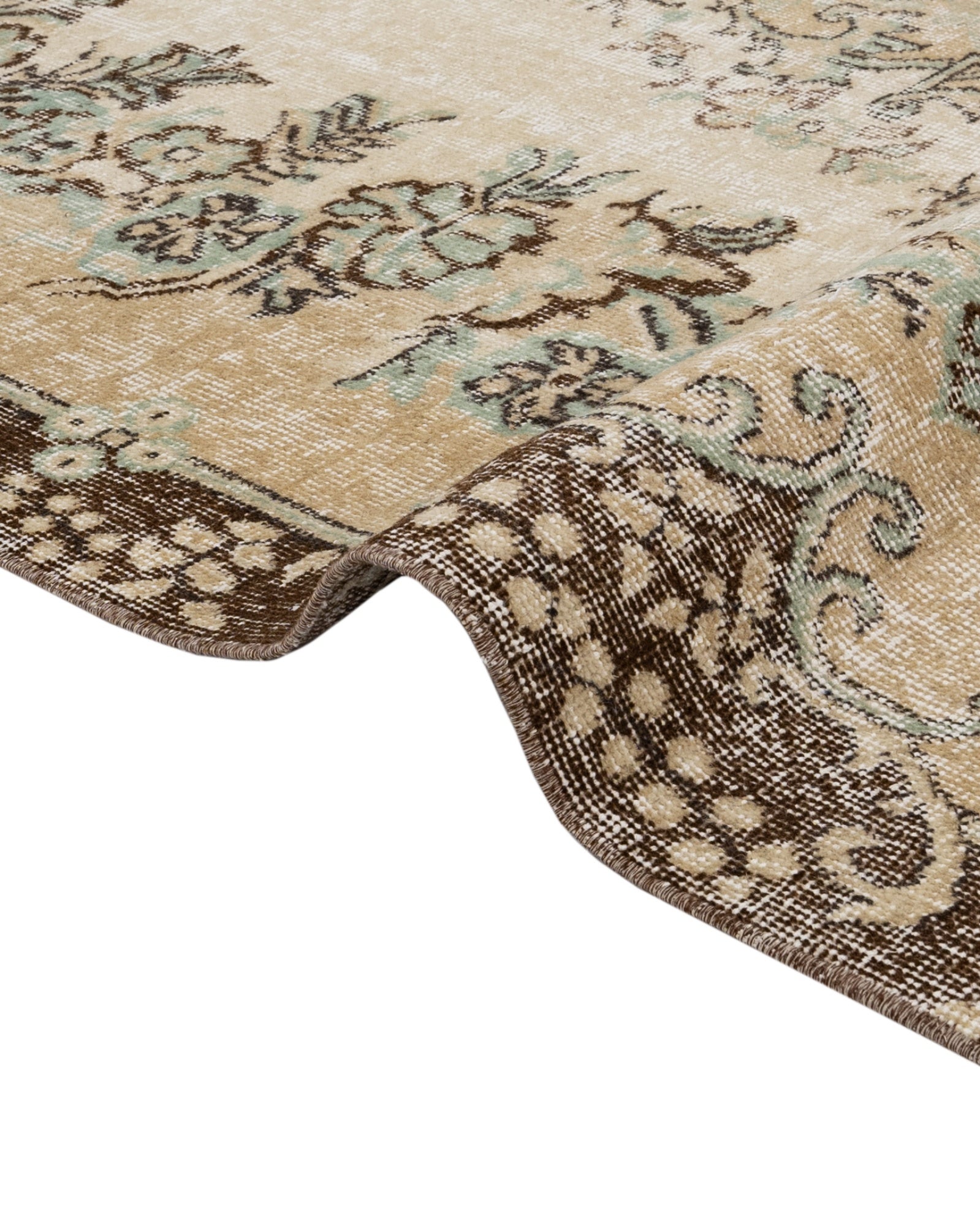 Vintage Kahverengi Göbekli Yün ve Pamuk El Dokuma Halı 169x285 Şark Halı