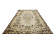 Vintage Kahverengi Göbekli Yün ve Pamuk El Dokuma Halı 169x285 Şark Halı