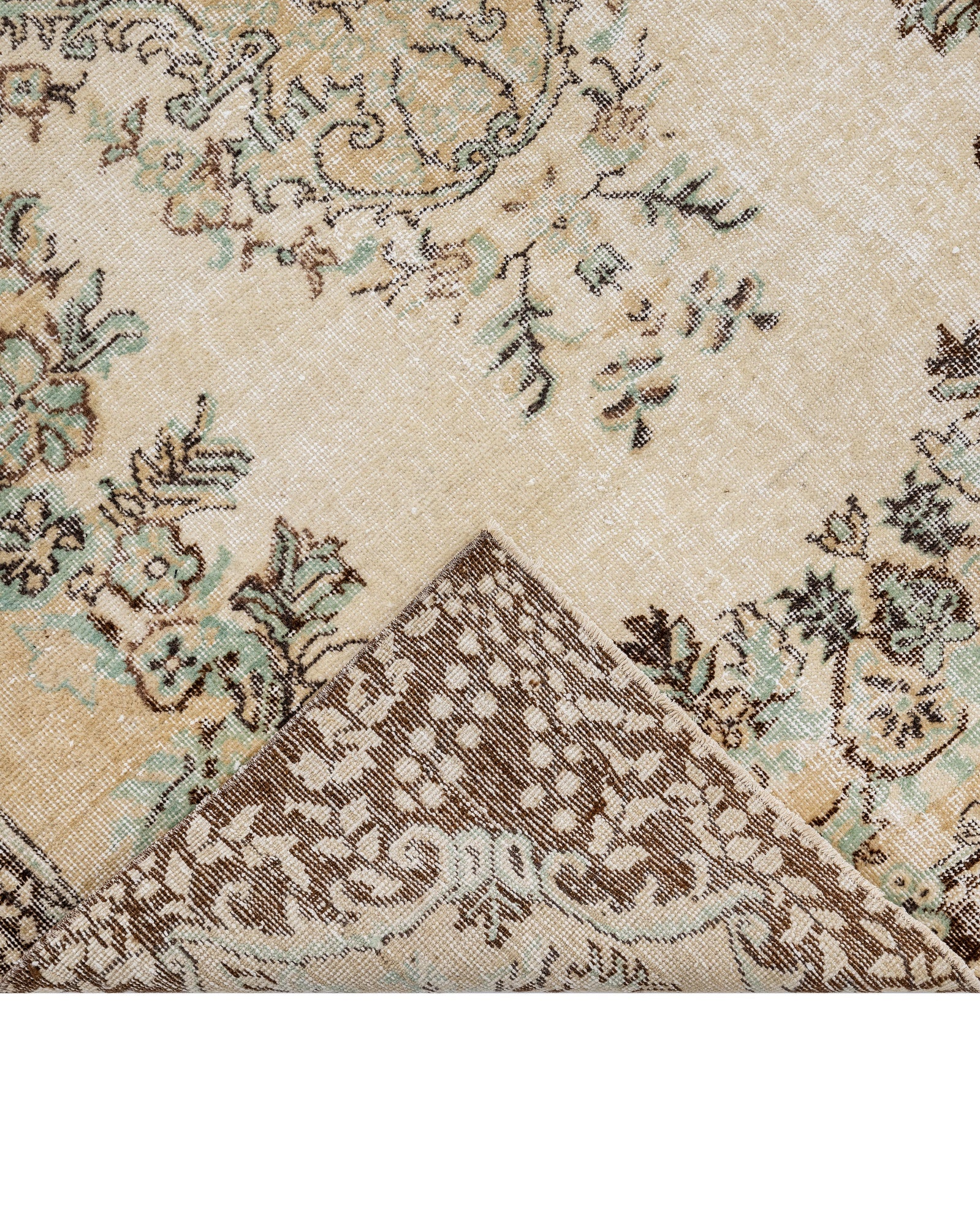 Vintage Kahverengi Göbekli Yün ve Pamuk El Dokuma Halı 169x285 Şark Halı