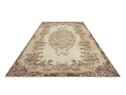 Vintage Kahverengi Göbekli Yün ve Pamuk El Dokuma Halı 166x264 Şark Halı