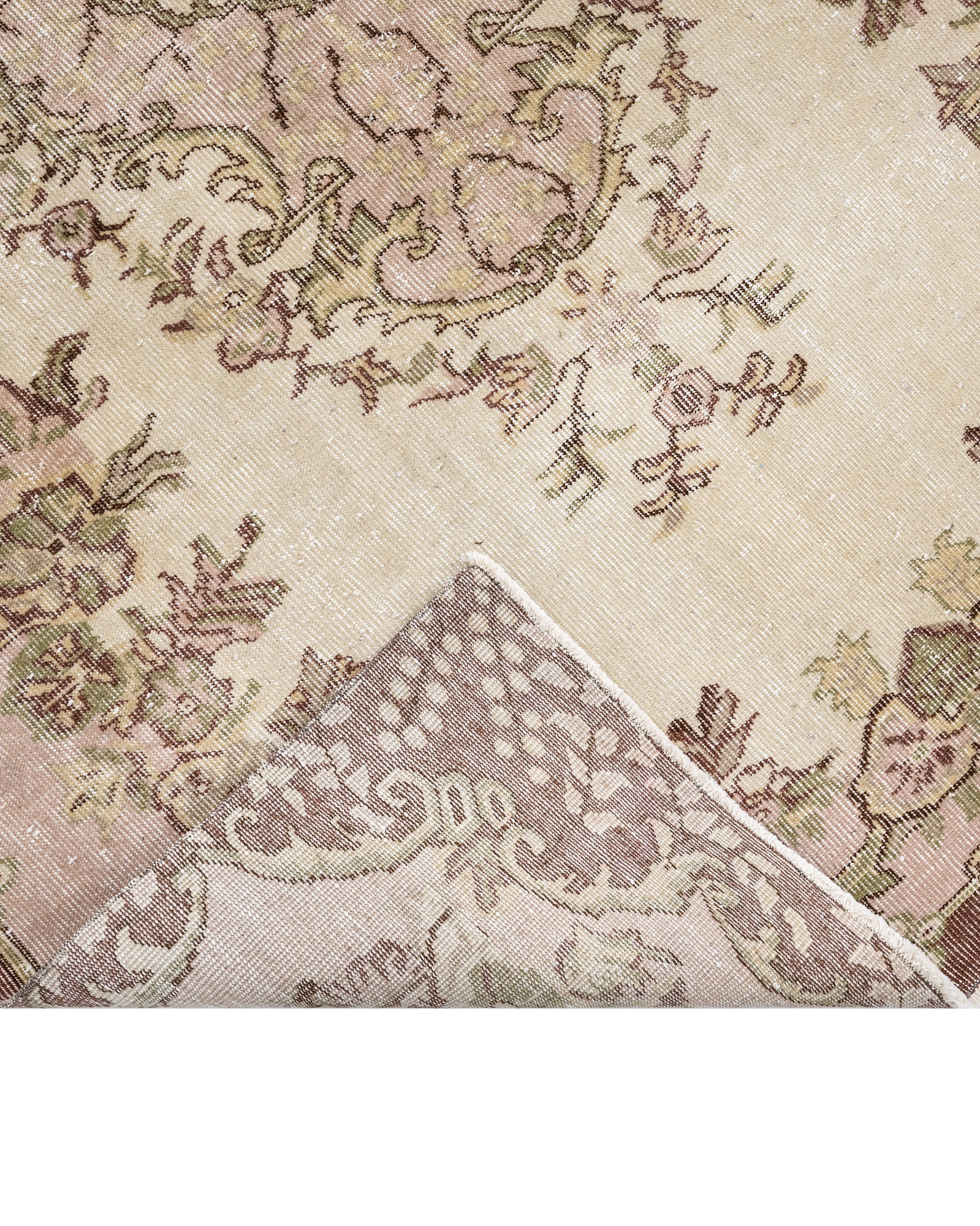 Vintage Kahverengi Göbekli Yün ve Pamuk El Dokuma Halı 166x264 Şark Halı