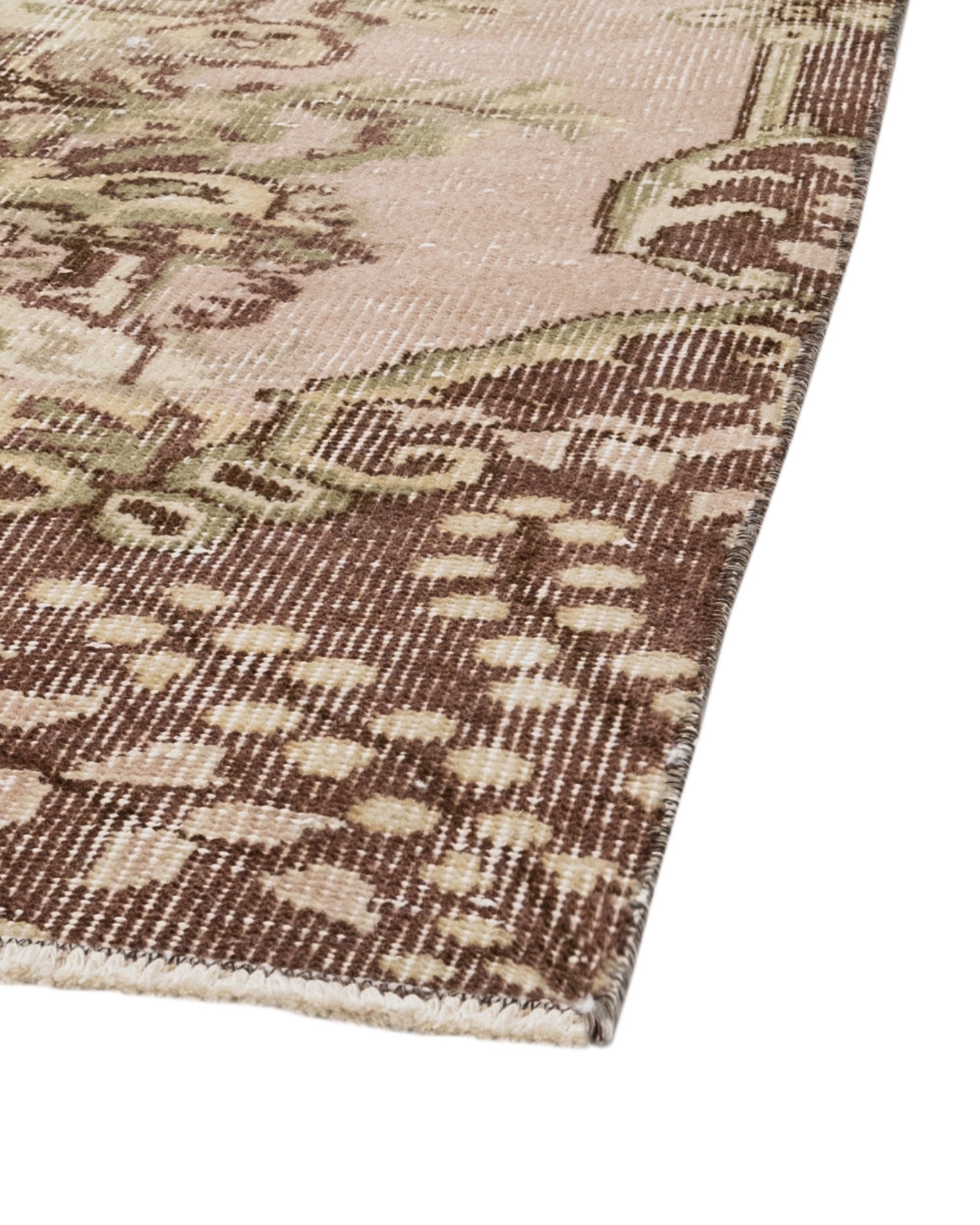 Vintage Kahverengi Göbekli Yün ve Pamuk El Dokuma Halı 166x264 Şark Halı