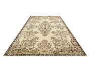 Vintage Kahverengi Göbekli Yün ve Pamuk El Dokuma Halı 168x285 Şark Halı