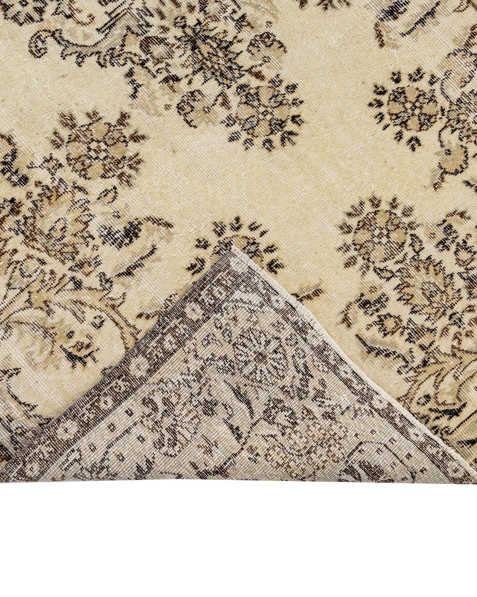 Vintage Kahverengi Göbekli Yün ve Pamuk El Dokuma Halı 168x285 Şark Halı