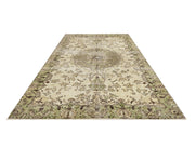 Vintage Yeşil Göbekli Yün ve Pamuk El Dokuma Halı 175x283 Şark Halı