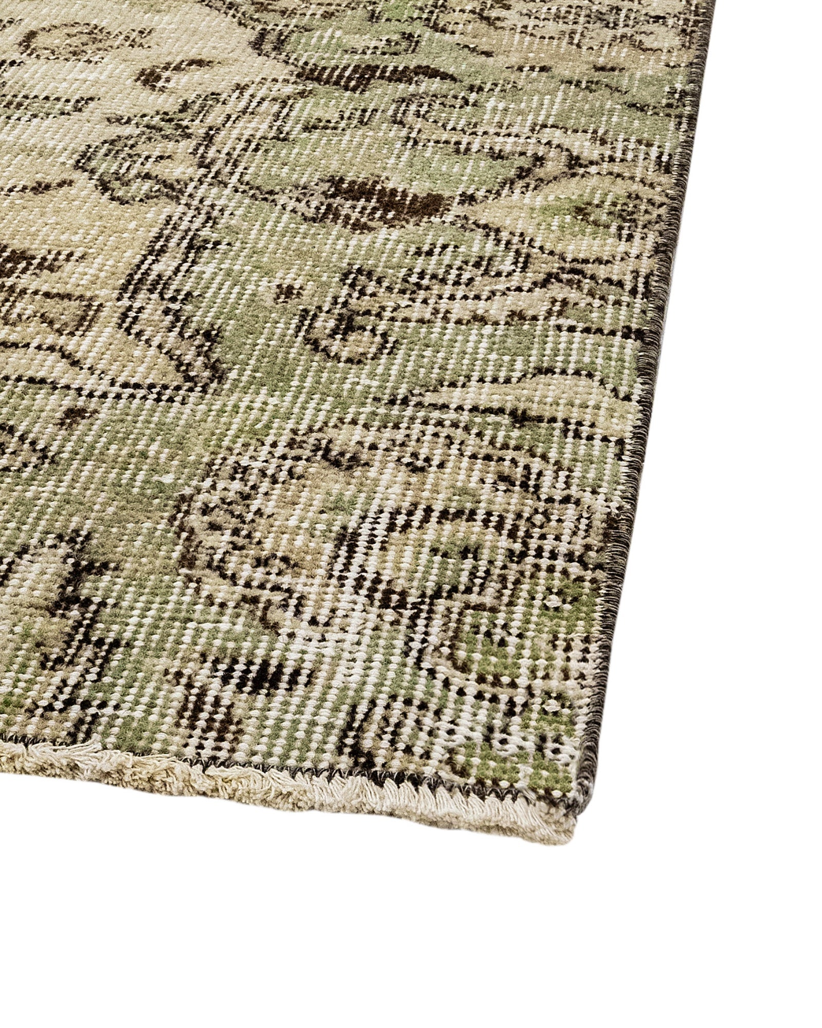 Vintage Yeşil Göbekli Yün ve Pamuk El Dokuma Halı 175x283 Şark Halı