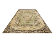 Vintage Yeşil Göbekli Yün ve Pamuk El Dokuma Halı 164x260 Şark Halı