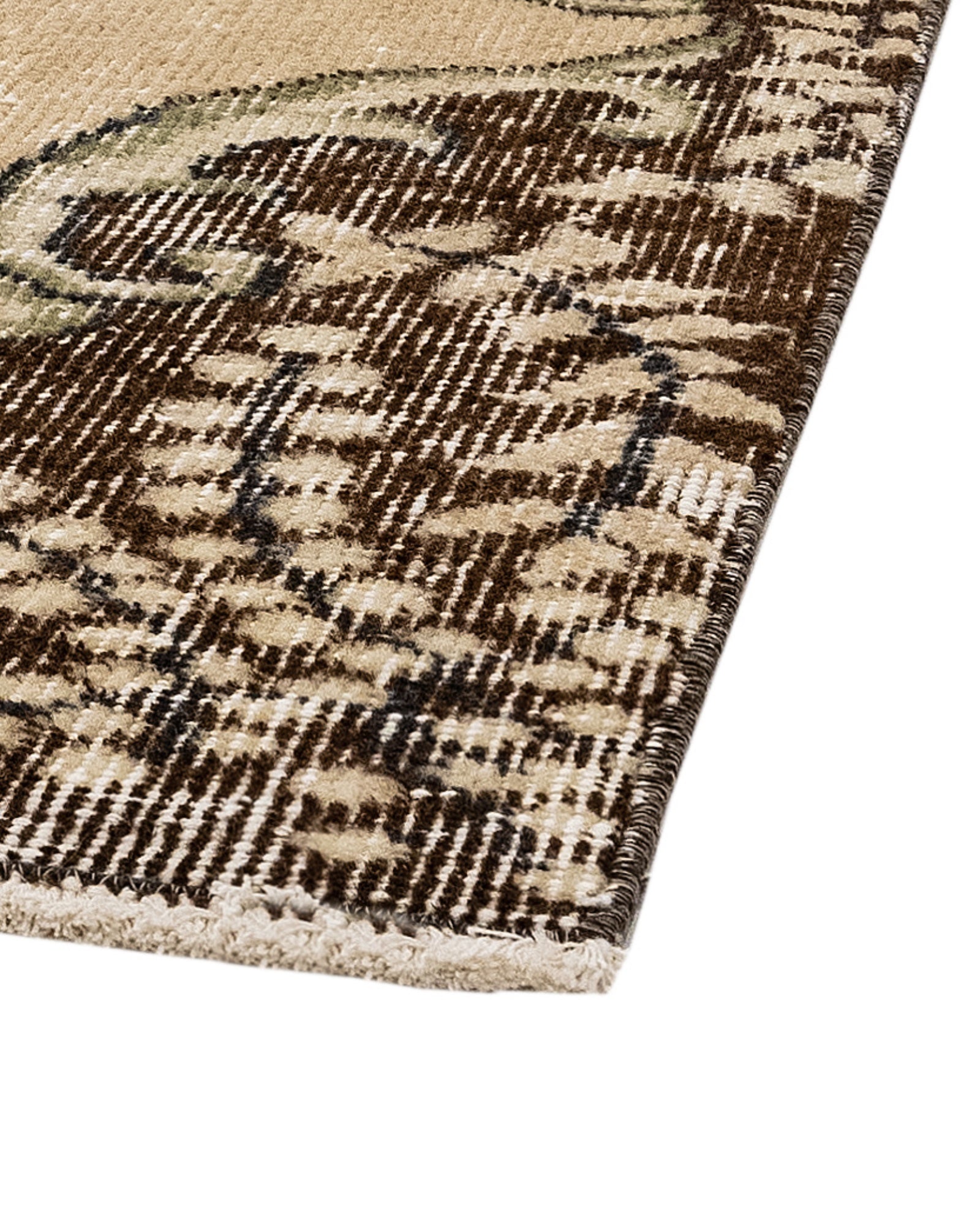 Vintage Yeşil Göbekli Yün ve Pamuk El Dokuma Halı 164x260 Şark Halı